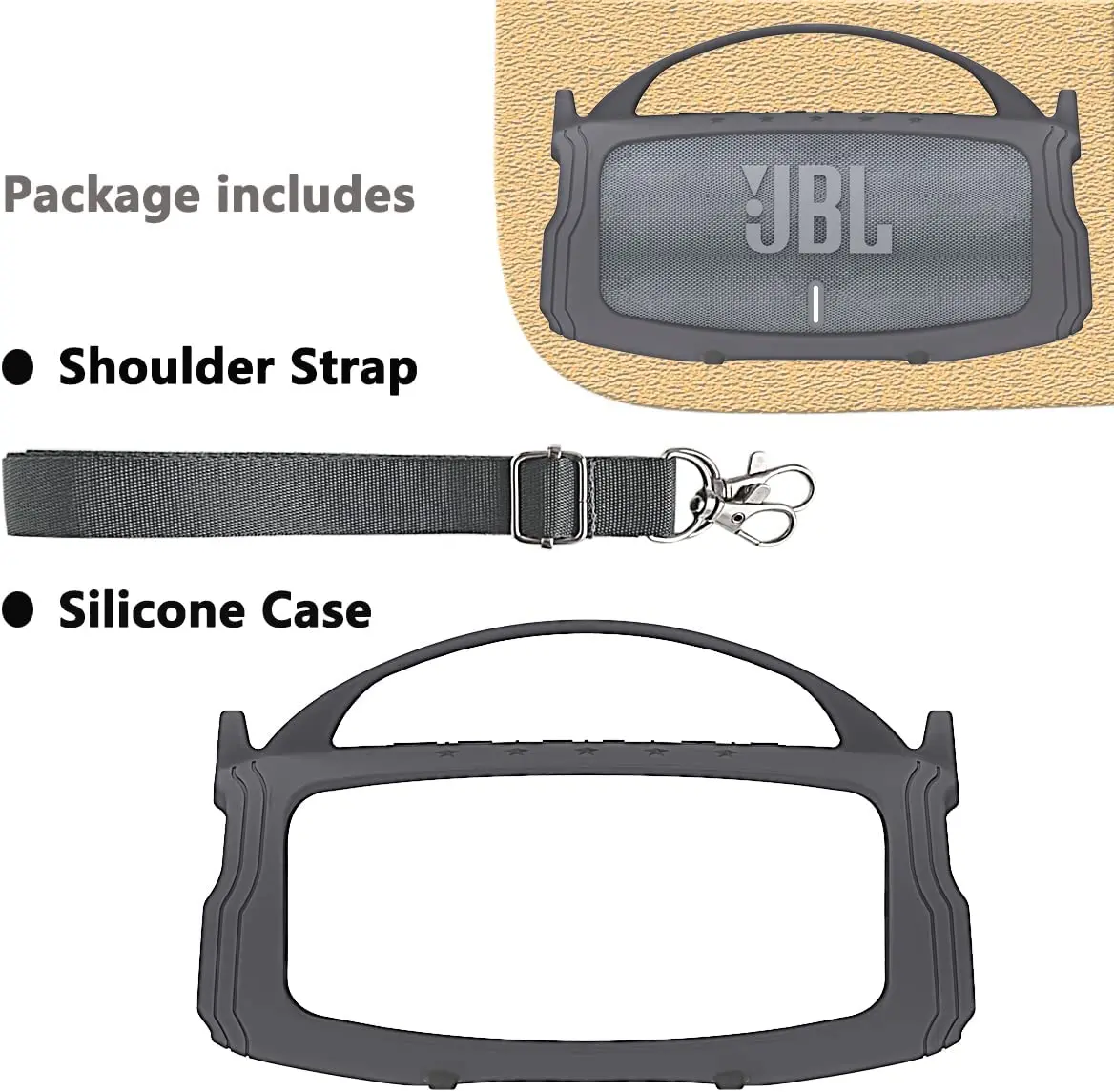 Durable Silicone Handle Protective Cover for Portable Bluetooth Speaker (Case Only)