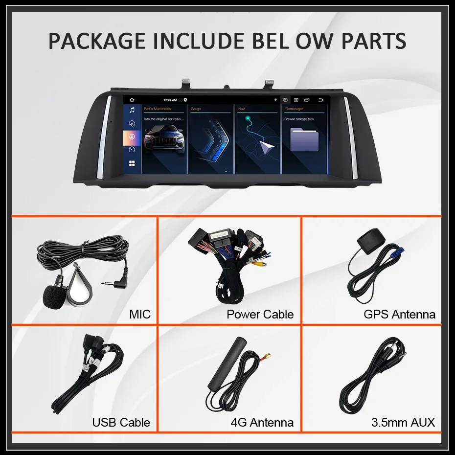 Pantalla de Radio para Auto con Snapdragon 8 CORE, Carplay Inalámbrico, Android 14, para BMW Serie 5 F10/F11 520i 525i 528i, Bluetooth, Estéreo, GPS, 2 din, Reproductor Multimedia, WIFI, 4G LTE 4
