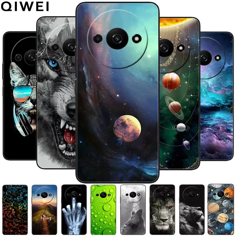 Animal Design Black Silicone Protective Case - Cool Wolf Edition