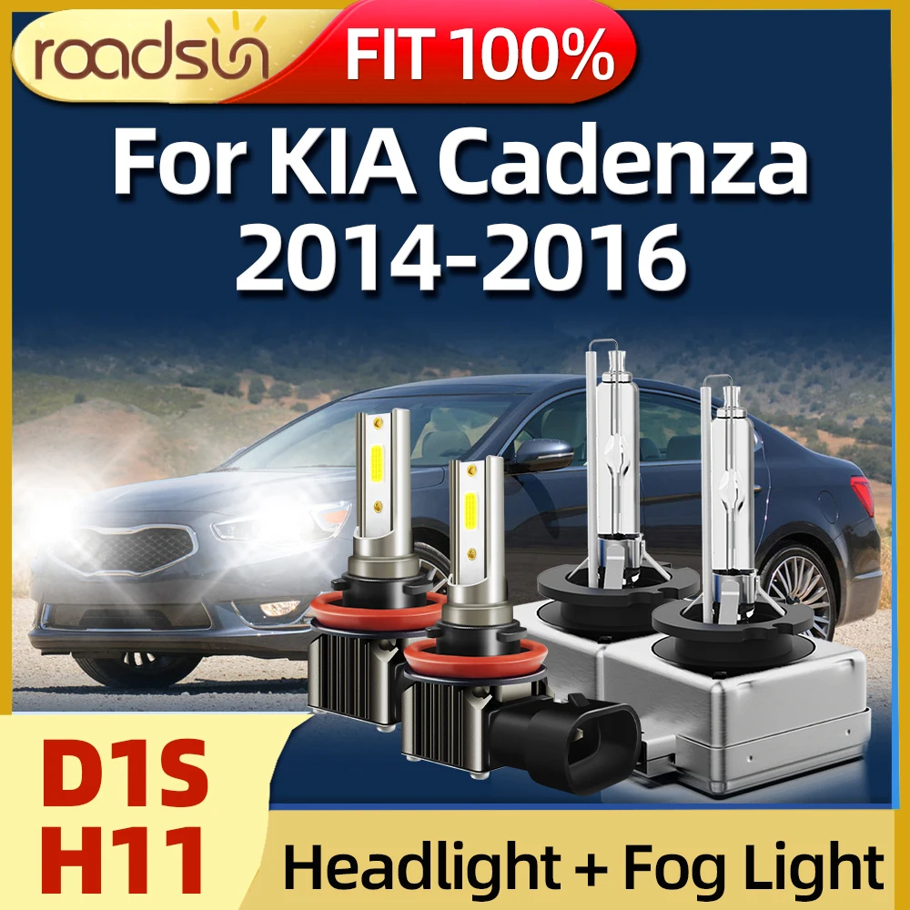 

Roadsun 4Pcs Car Light D1S Xenon HID Headlight 6000K LED COB Chip H11 Fog Lamp Fit For KIA Cadenza 2014 2015 2016