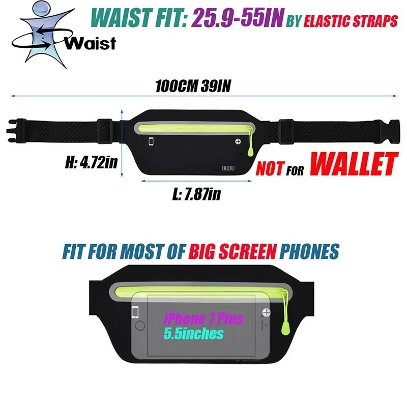 Hidden Waist Bag Sports Phone Men's Belt Bag Ultra-Thin Waterproof Mini Fanny Pack  Women Run Light Waist Pouch Running Bag