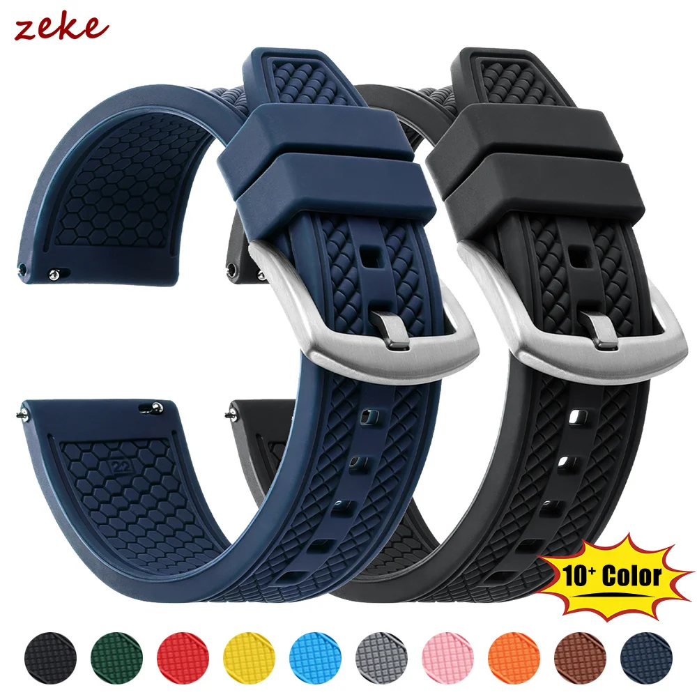 Universal Sports Silicone Watchband - 20mm/22mm Waterproof Rubber Strap