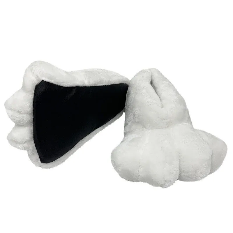 Stylish White Bunny Claw Fur Slides - Women's Warm Fluffy Slip-On Slippers