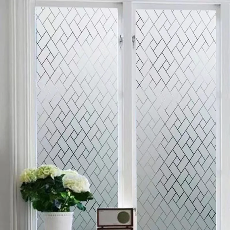 Inclined Plaid Glass Window Film Privacy Frosted Glass Window Sticker Covering Home Translucent Opaque Sticker Suitable for Kitchen Bathroom Office and Other Scenes window film window privacy film window sticker