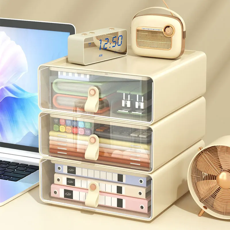 

Desktop Organizer Drawer Office Desktop Storage Box Student Desk Stationery Sundries Multi-layer Storage Organizer Solid Color
