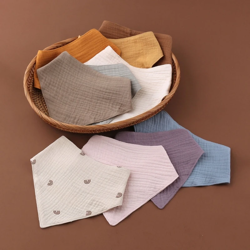 

3 Pcs Soft Cotton for Triangle Scarf Solid Color Button Bib Baby Feeding Drool Saliva Towel Bandana Burp Cloth Baby Stuff