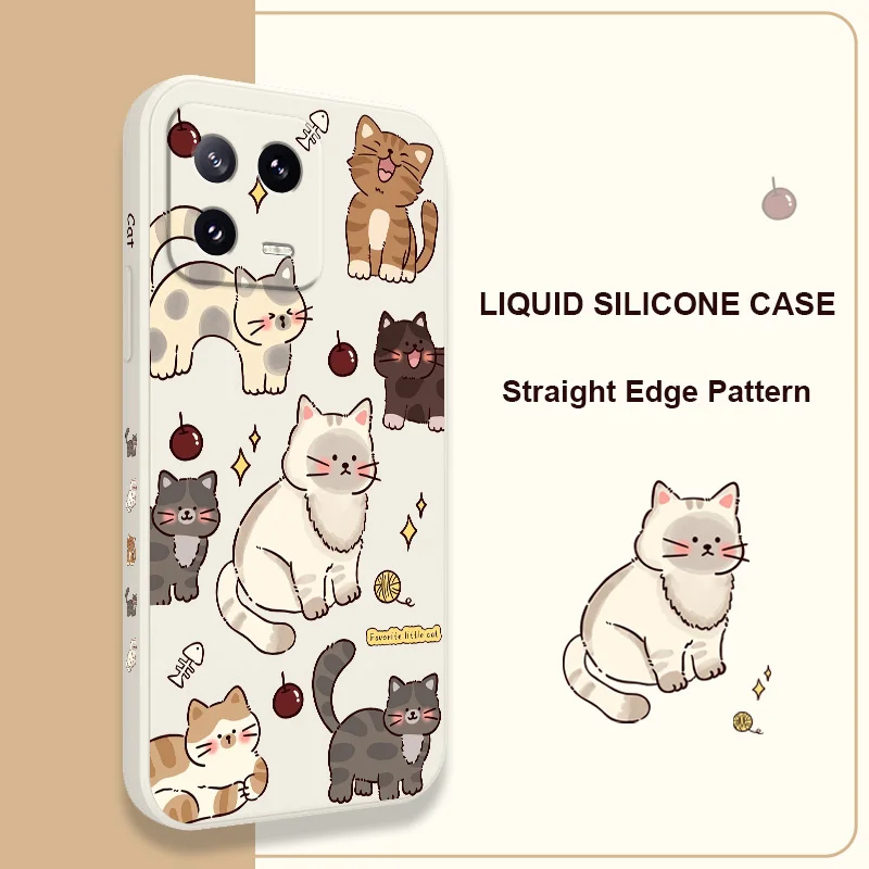 Adorable Cat Liquid Silicone Phone Case Cover