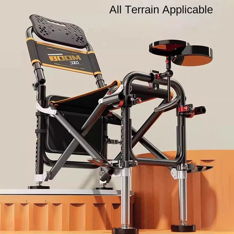 Chaise de pêche multifonction pliable complète - Siège chevalier pêcheur portable avec équipement intégré