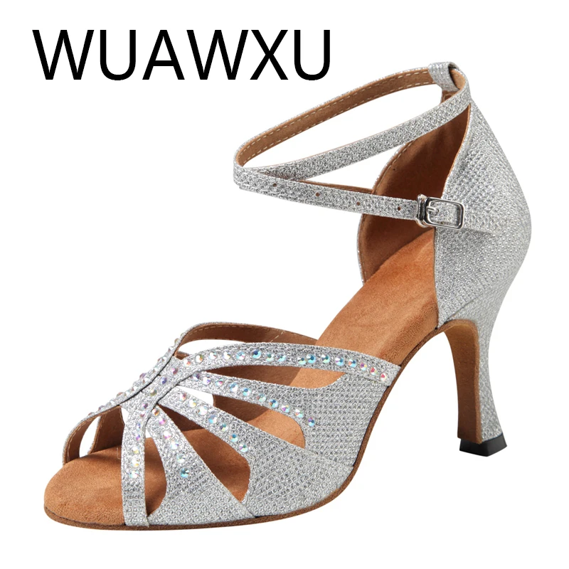 Latin dance shoes Silver women's dance shoes Latin dance shoes National standard dance shoes High heels performance dance shoes