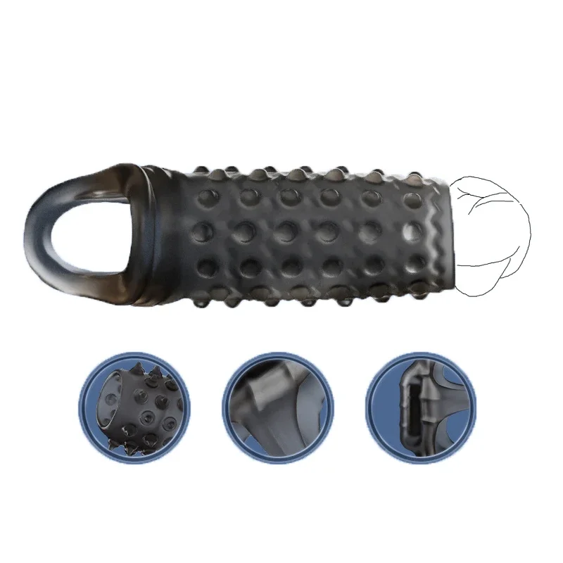 Reusable Condom Delay Penis Extender Cock Rings Sleeve Extension Dildo Glans Cover Enlargement Sex Products Adult Games for Men