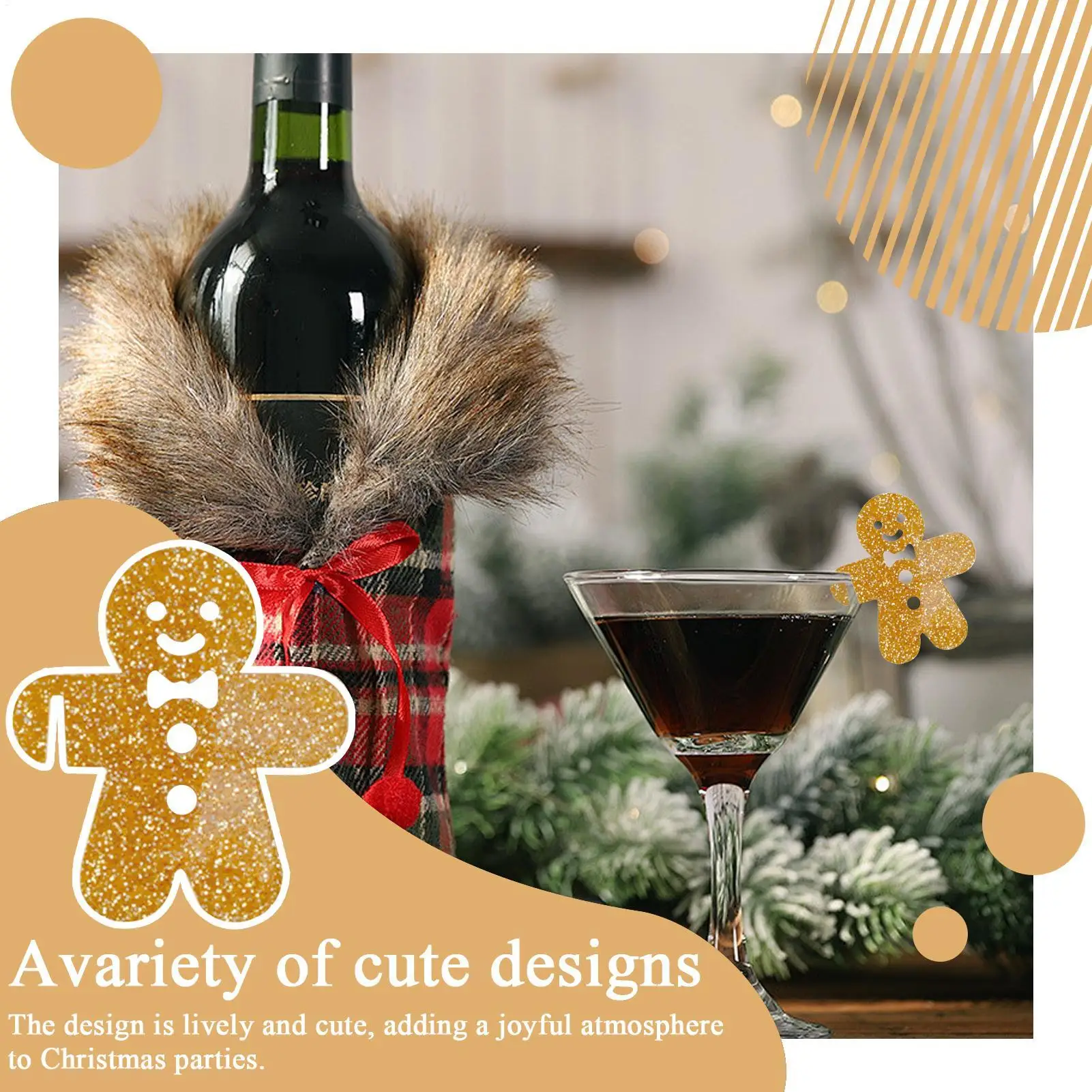 Wine Charm Kit 10 Pieces 2D Acrylic Christmas Glass Marker Decor Reusable Funny Cup Charm For Party Tasting Drinking Beach Men