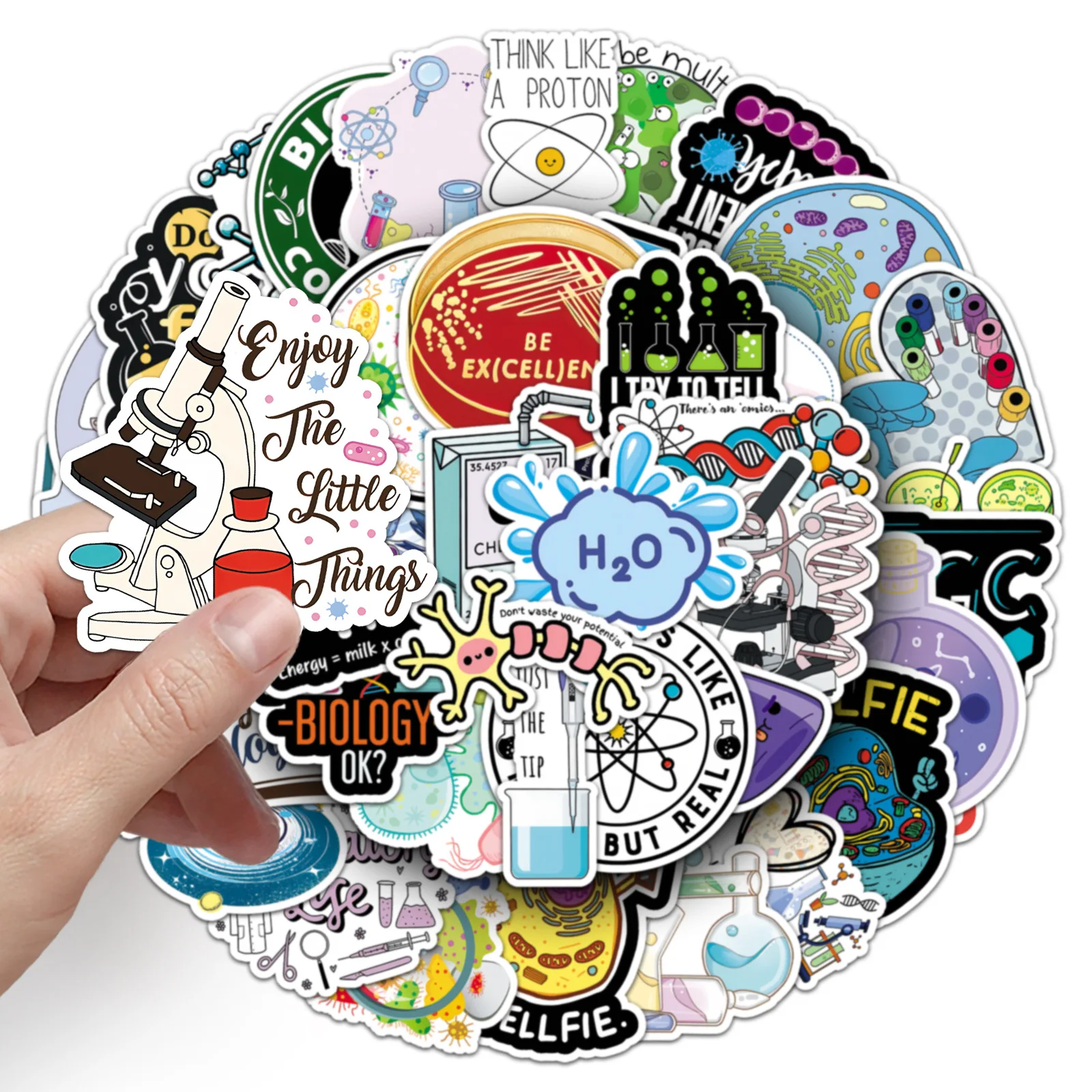 50Pcs 학생 과학 실험실 테마 스티커 팩 장식 보관 상자 전화 스크랩북 책상 가방 물병 노트북 비닐 데칼