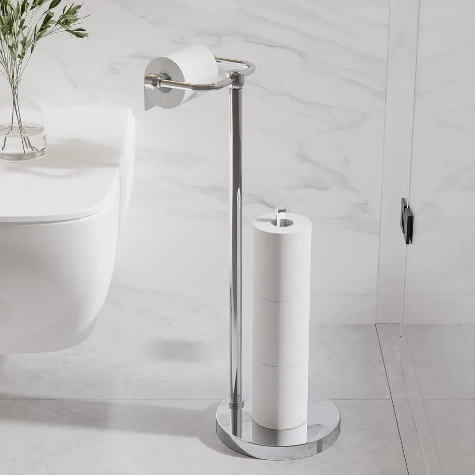 Stainless Steel Free Standing Toilet Paper Holder Stand