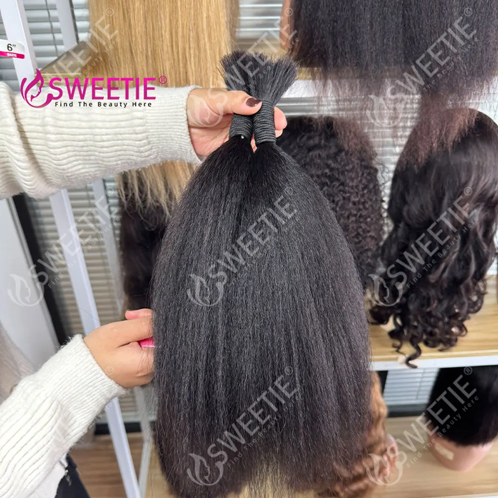 Relaxed Yaki Straight Raw Vietnamese Bulk Bone Straight Bulk And Braiding Hair No Weft Human Hair Bulk Extensions Bundles 5
