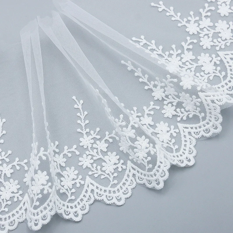 (1 Yard/pack) 155mm White Pine Branch Pattern Embroidery Lace Mesh Laces Underwear Sewing Accessories Dress Wedding DIY Handmade