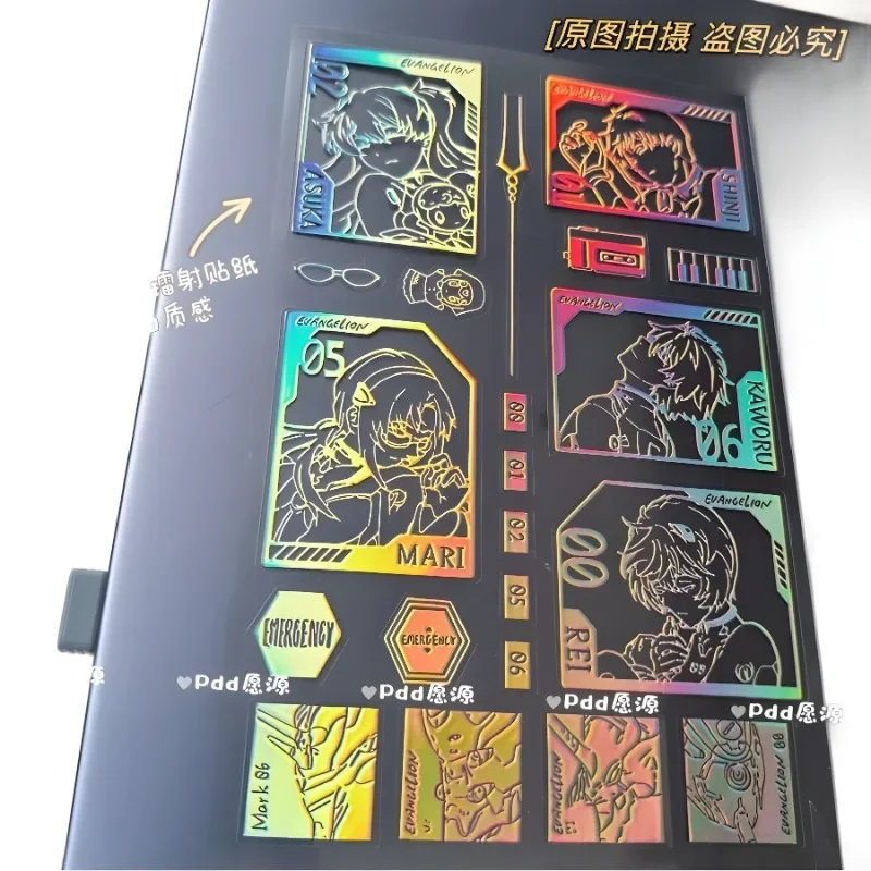 Anime Decorative Stickers Eva Neon Genesis Evangelion Laser Metal Notebook Headset Mobile Phone Tablet Waterproof