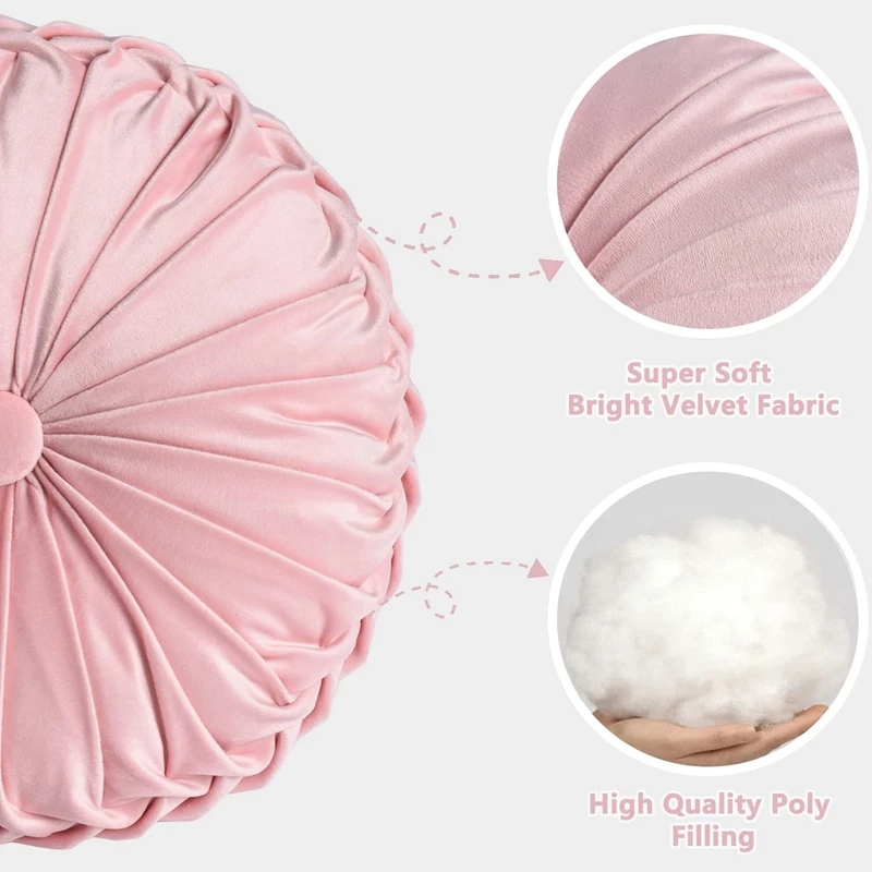 Round Pleated Throw Pillow 5