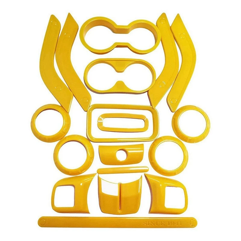 

(Желтые 18 шт.) украшение для автомобиля, руль и центральная консоль, отделка для выпускного отверстия воздуха для Jeep Wrangler JK JKU 2011-18