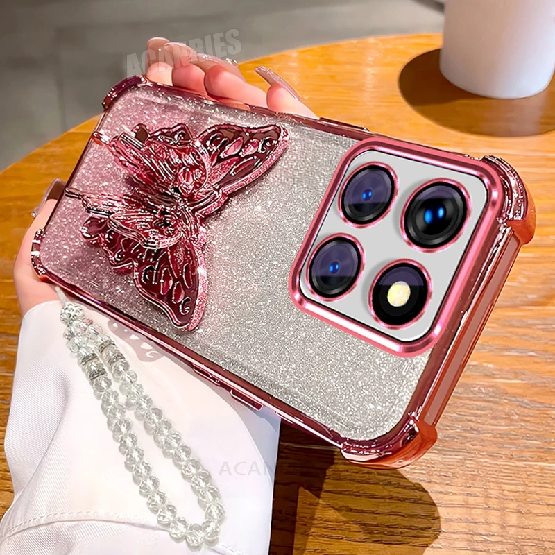 Clear Lanyard Butterfly Holder Silicone Case For Motorola Edge 60 Fusion 50 Neo Pro Moto G60 G72 Plating Shockproof Stand Cover 1