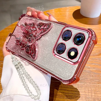 Clear Lanyard Butterfly Holder Silicone Case For Motorola Edge 60 Fusion 50 Neo Pro Moto G60 G72 Plating Shockproof Stand Cover 1