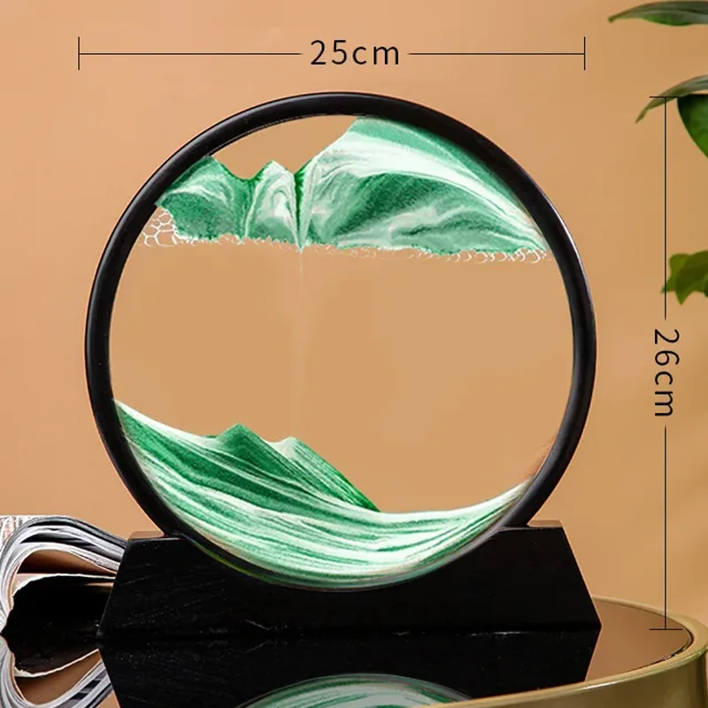 7/12 インチ流れる砂アート絵画ラウンドガラス砂時計 3D 深海砂