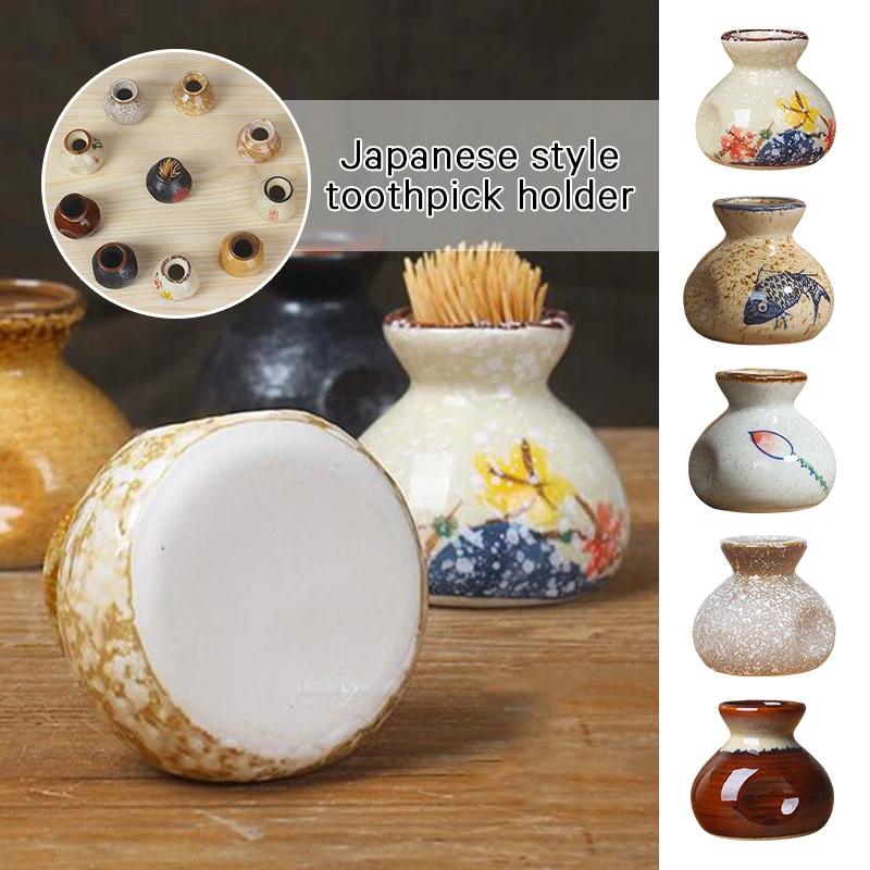

Ceramic Toothpick Holder Vintage Mini Porcelain Jar Japanese Style Toothpick Pot Toothpick Dispenser Container Utensil Organizer