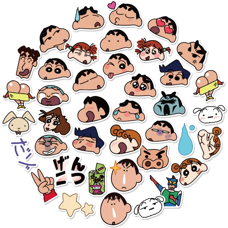 

40pcs/set New Cartoon Anime Crayon Shin-chan Kawaii Figure Waterproof Graffiti trunk laptop cup Skateboard DIY Sticker Gifts