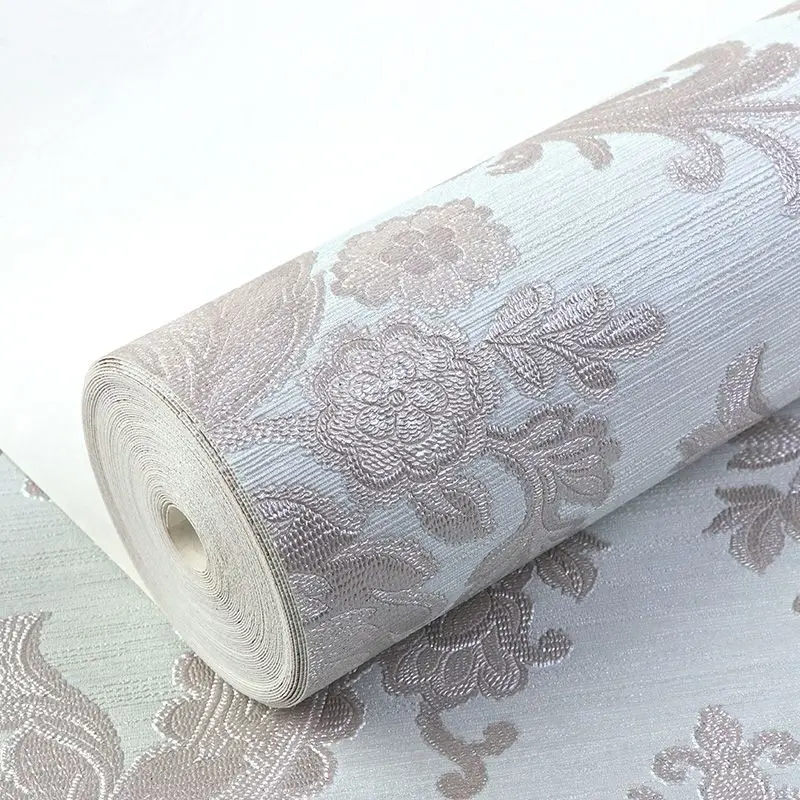 Luxury Light Cyan Damask Floral Wallpaper Roll Bedroom Living Room 3d