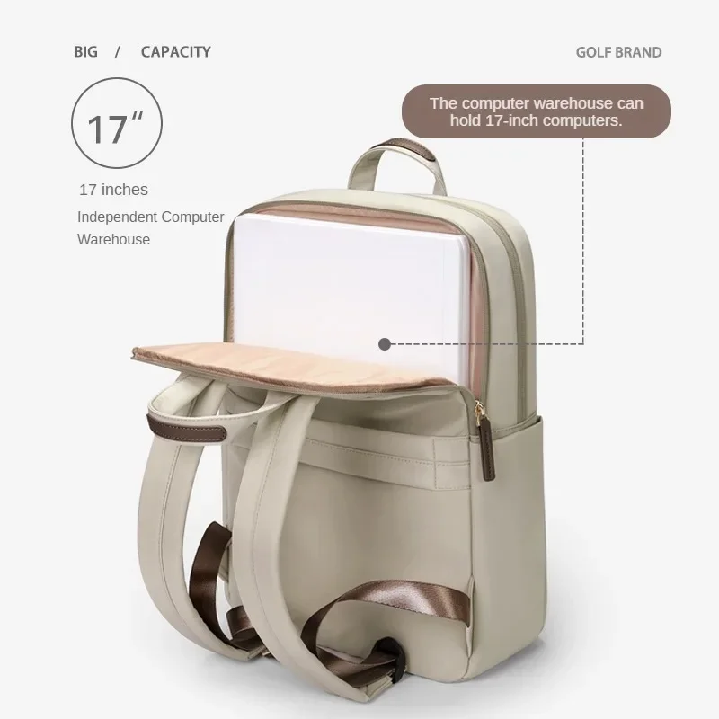 GOLF Laptop Backpack Slim Women Business Travel Backpack Nylon Waterproof Elegant Ladies Back Pack Bags 13 15 6 17 Inch Notebook 6