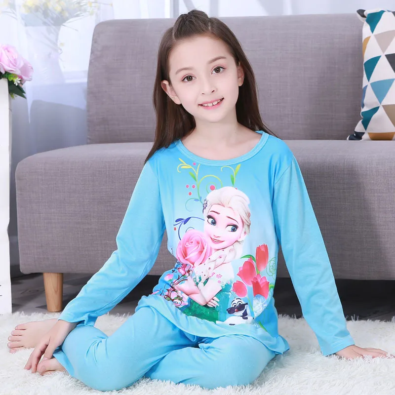 little kid suit Girls Pajamas Anna Elsa Clothing Sets Kids Long Sleeve Cartoon Home Clothes Girl Sleepwear Suit Children Clothing Girl Nightgown fat kid suit Clothing Sets