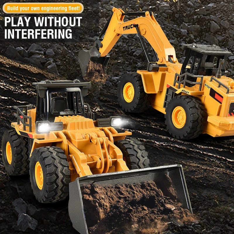 Robot Bulldozer RC Tout Terrain - Véhicule de Chantier Télécommandé vu de côté, montrant ses chenilles robustes.