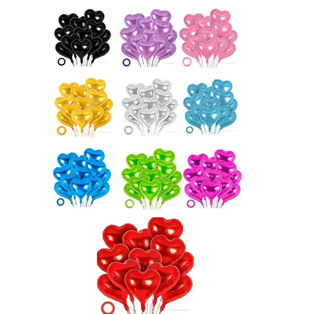 12Pcs 18 inch Heart Foil Balloons Love Decoration Funny Love Heart Balloon Inflatable Red Black Gold Pink