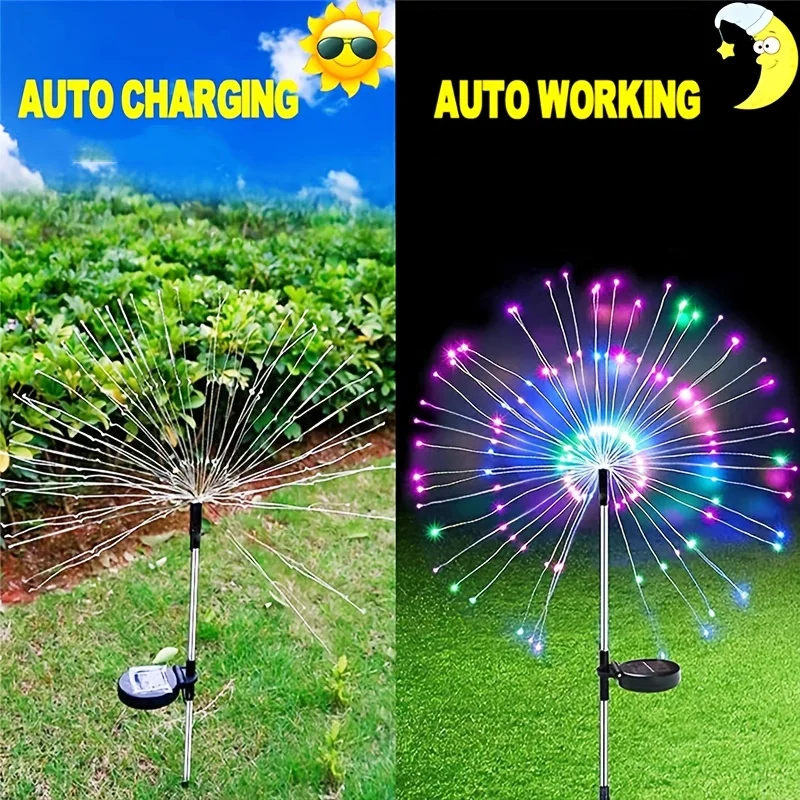 Solar Lights 420LED 8 Lighting Mode 300/200/60LED Outdoor Lawn Lamp For Garden Decoration