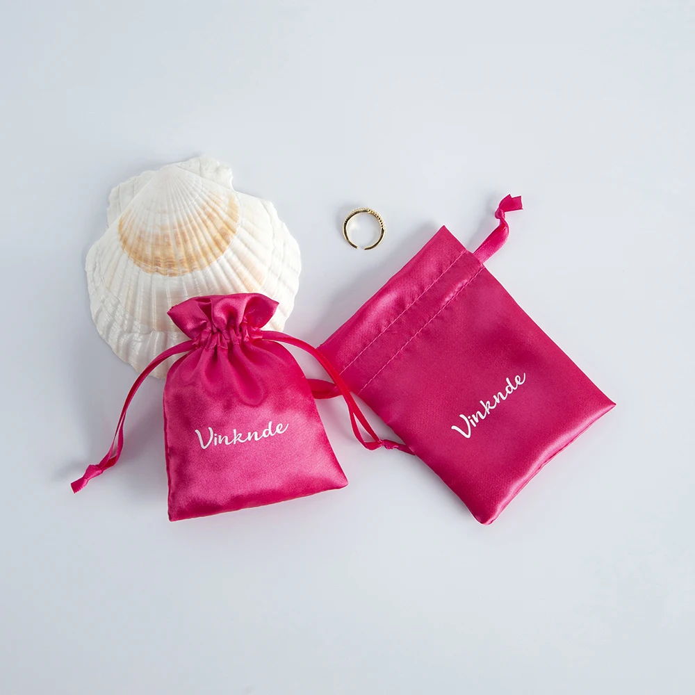 50Pcs Jewelry Packaging Pouches Custom Logo Drawstring Gift Bag for Wedding Christmas Party Decoration Eyelashes Makeup Storage