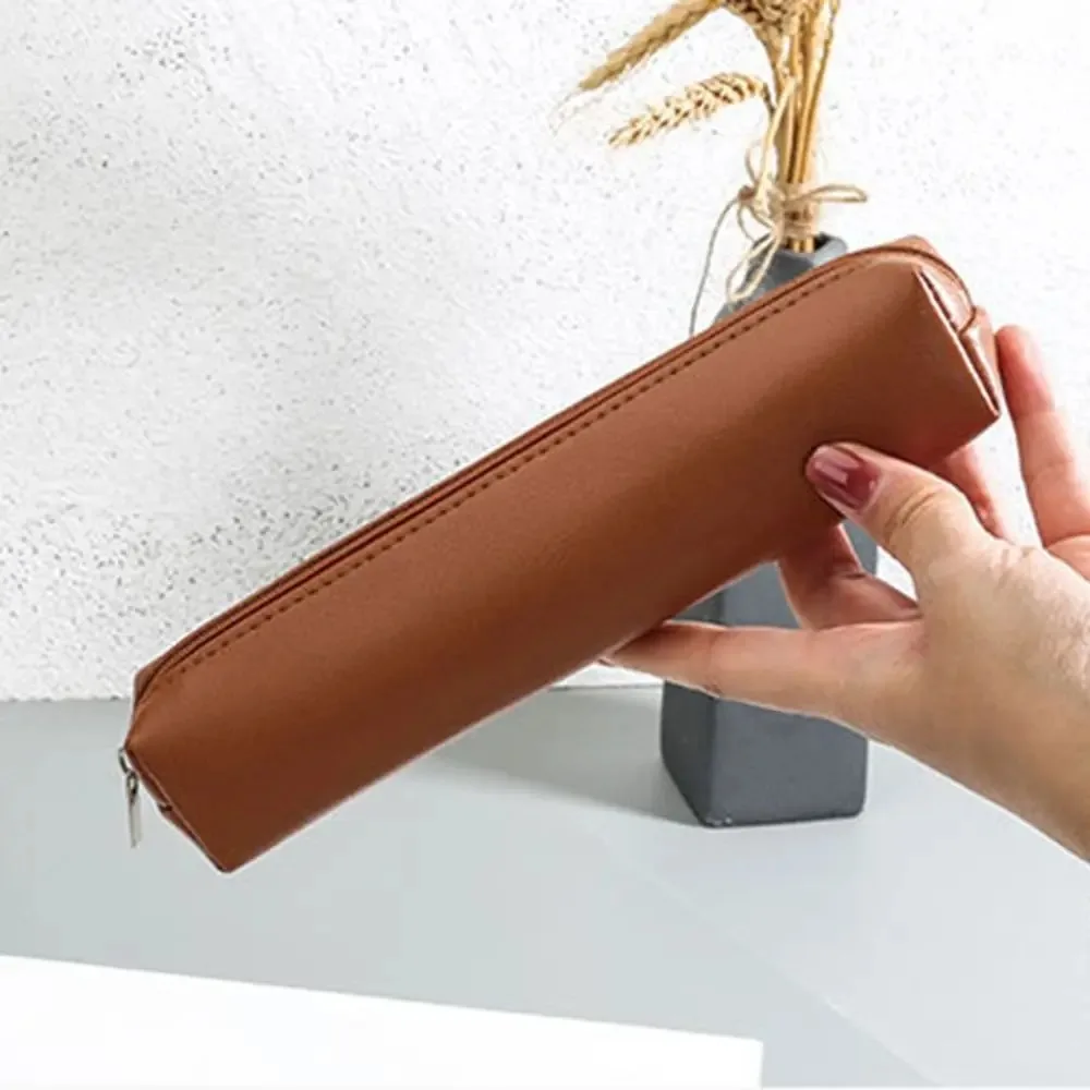 패션 PU 가죽 펜 가방 방수 방진 보관 가방 대용량 연필 케이스 간단한 문구 상자