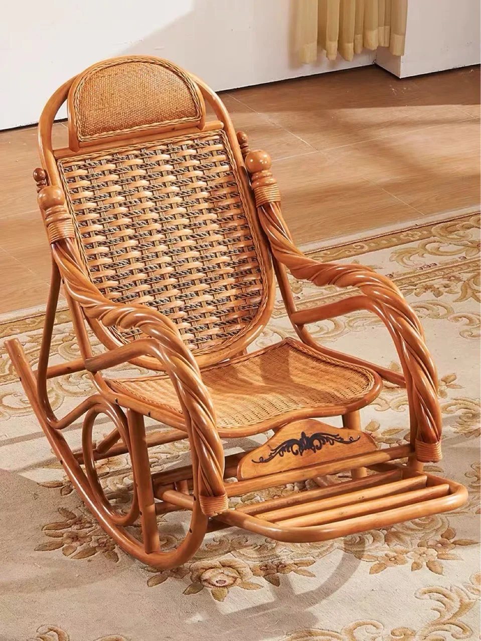 Luxury Rocking Chair With Cushions Rattan Wicker Furniture Indoor