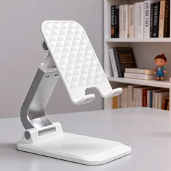 Foldable Adjustable Phone Stand - Portable Desktop Holder (WHITE)