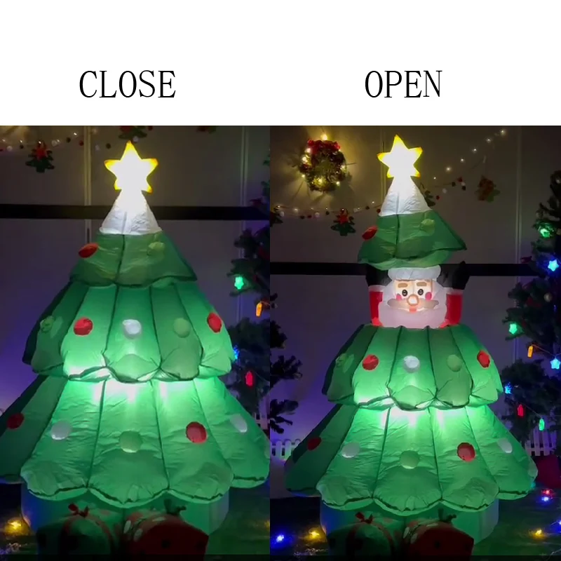 6 Ft Inflatable Christmas Tree with Pop up Santa Gift Boxes Blow up Decoration Xmas Tree with LED Lights Outdoor Toys for Kids 2