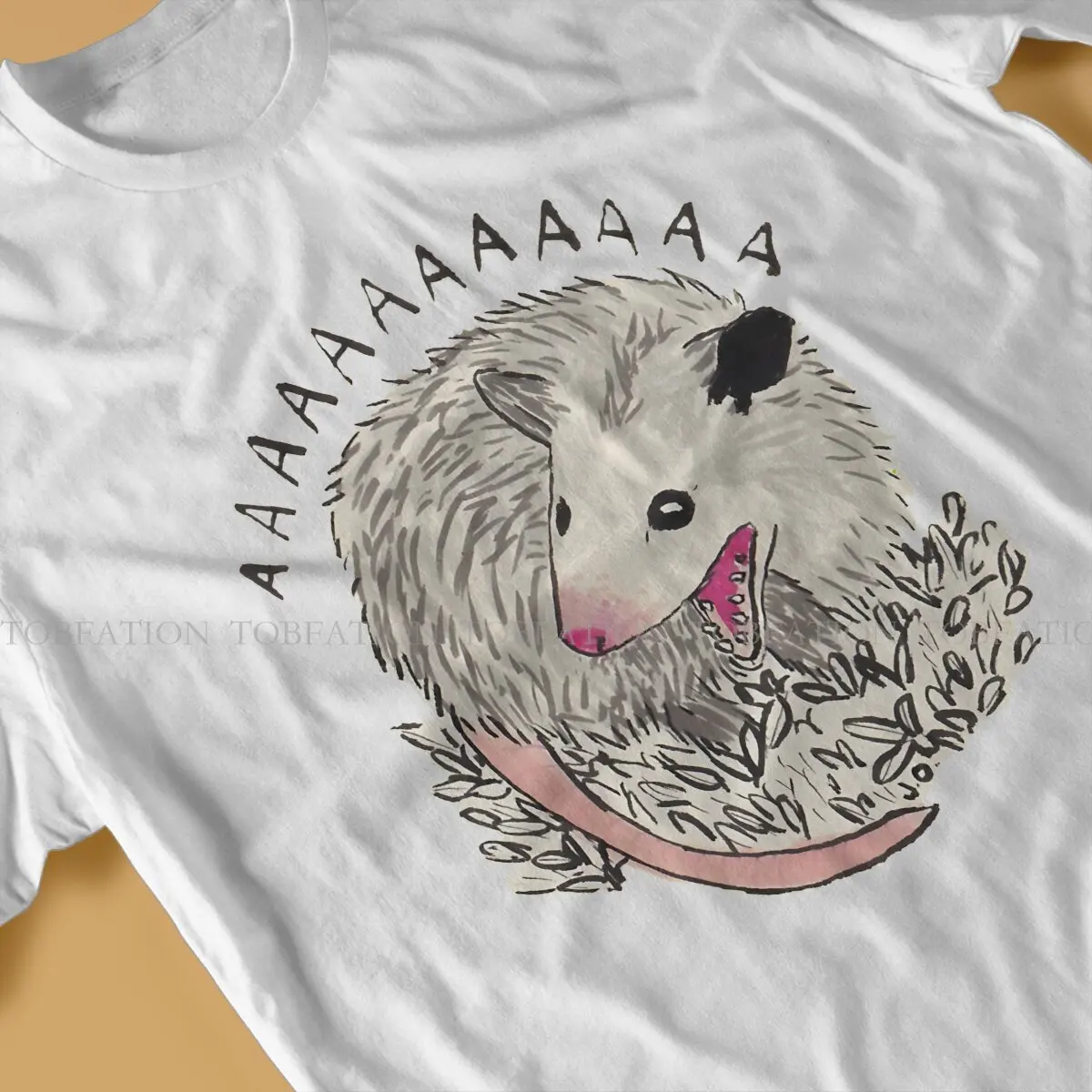 Opossum He Screams T Shirt Goth Men's Tees Summer 100% Cotton Clothing Crewneck TShirt