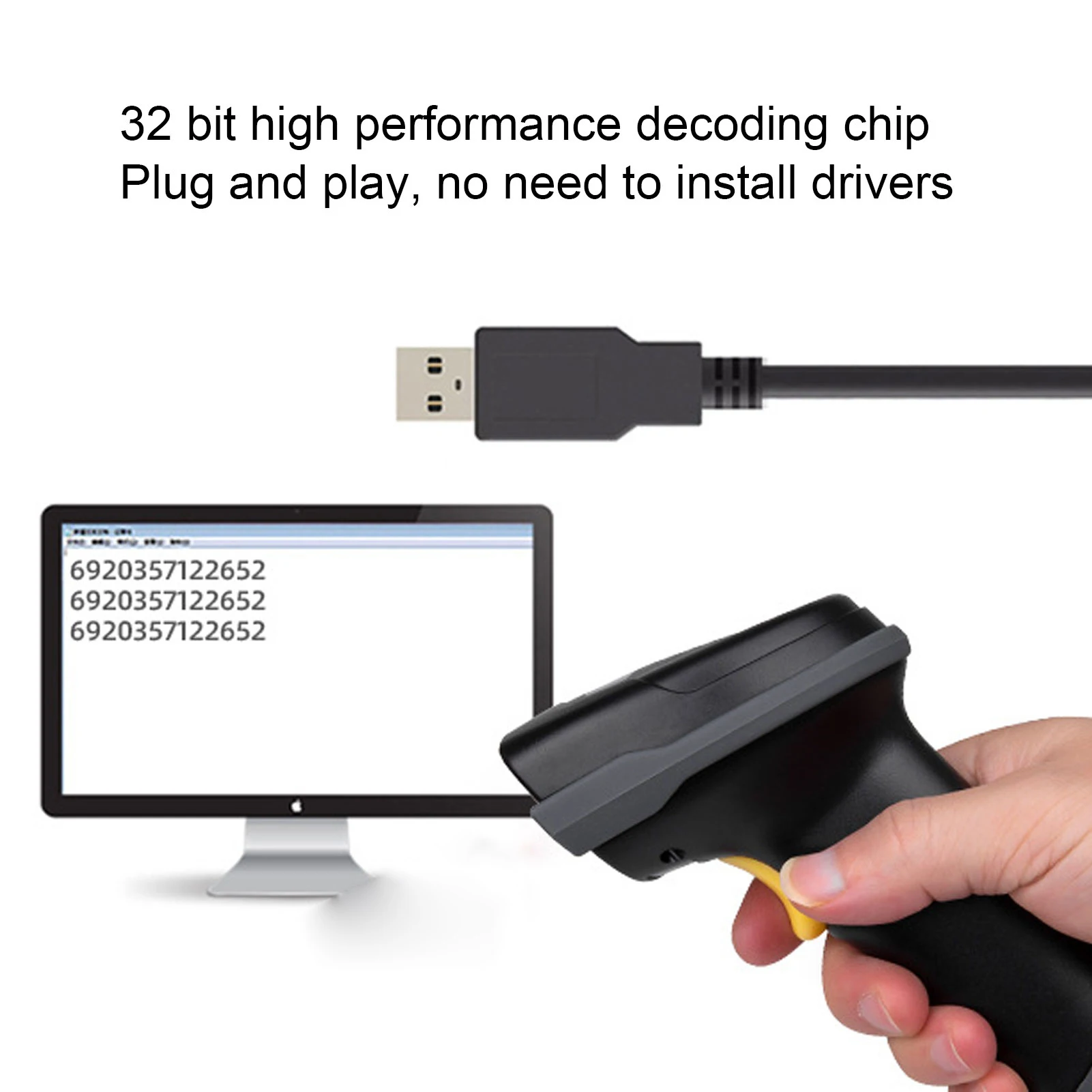 【New】Wireless Barcode Scanner 3 in 1 USB Wired Handheld ABS Housing Offline Upload 2D QR CodeScanner for Supermarket