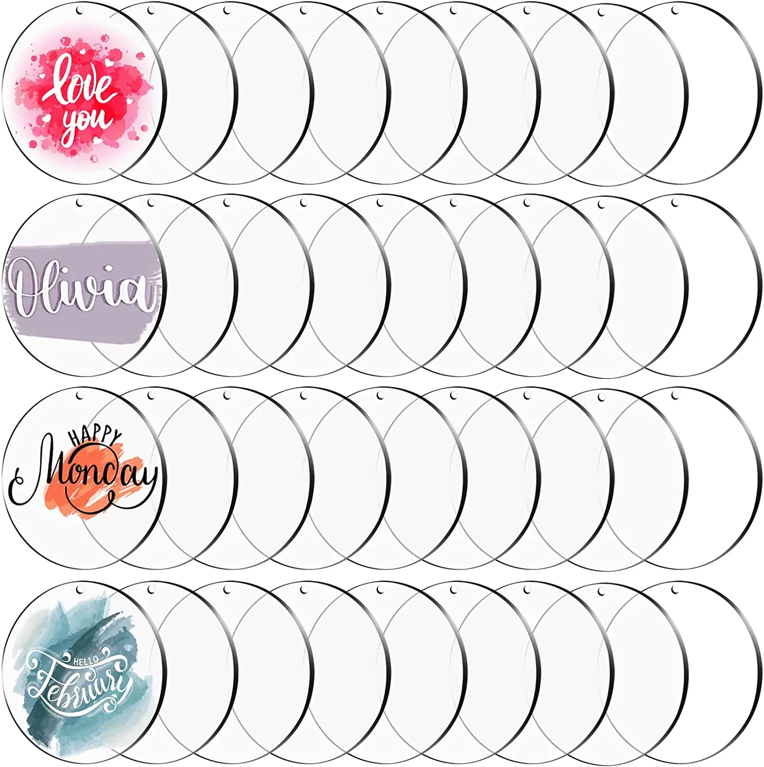 45 Pieces Clear Acrylic Circles Clear Disc Transparent Acrylic Round Circle Clear Disc Acrylic Sheet Acrylic Plastic Disc for Art Project and DIY