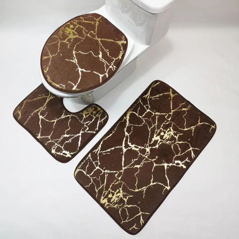 3Pcs/Set Bathroom Set Non-slip Toilet Carpet Shower Rug Marble Toilet Lid Cover Bathroom Rug Bath Mat Accessories bathroom mats
