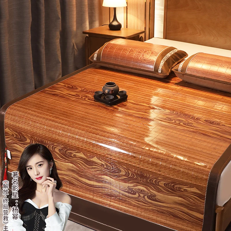 쿨 매트 대나무 매트 여름 학생 기숙사 매트리스 대나무 접이식 얼음 실크 여름 듀얼 사용 매트리스 여름 등나무 매트 