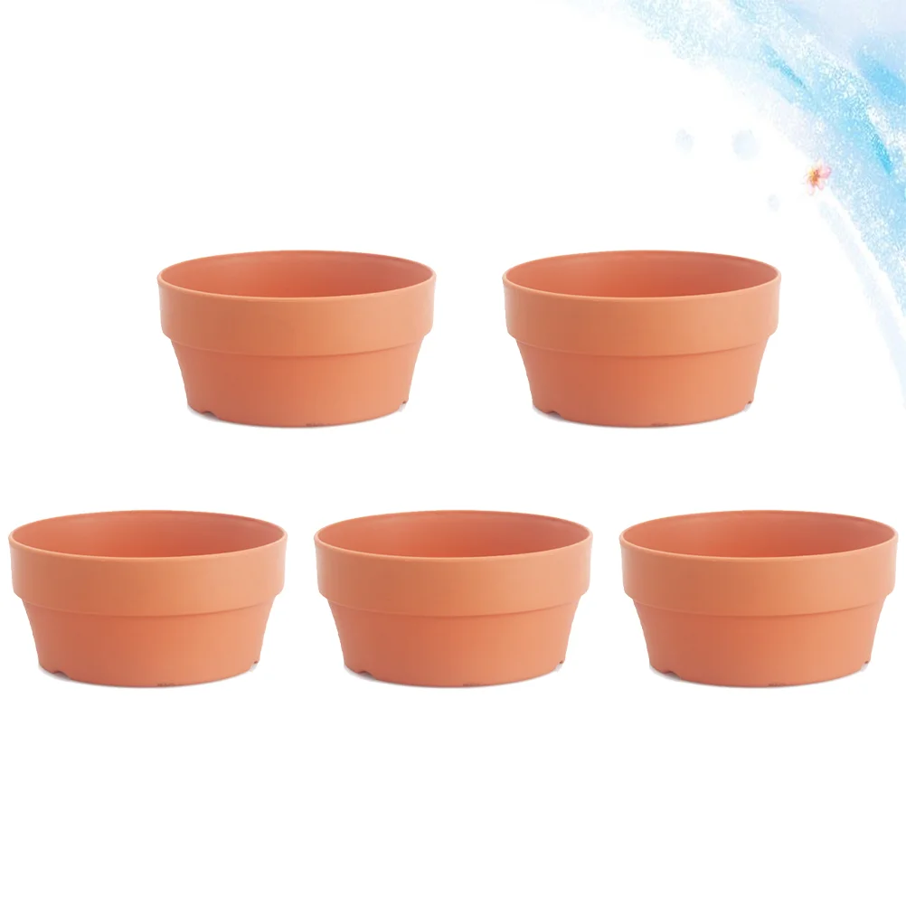 

Imitation Clay Flower Baskets Japanese Round Plastic Flower Pot Flower Container Indoor Outdoor Potted Garden Supplies