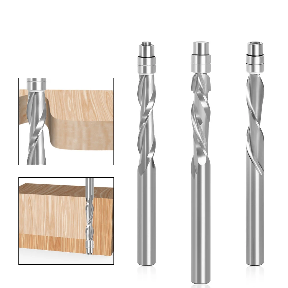 

PC 6mm 6.35mm shank Solid Carbide Bearing Guided Two Flute Flush Trim Router Bits Woodworking milling cutters end mill