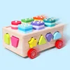 Wooden Shapes Sort Car Toys Montessori Early Education Puzzles Sorter Matching Blocks Box Game Holiday Gifts For Children 4