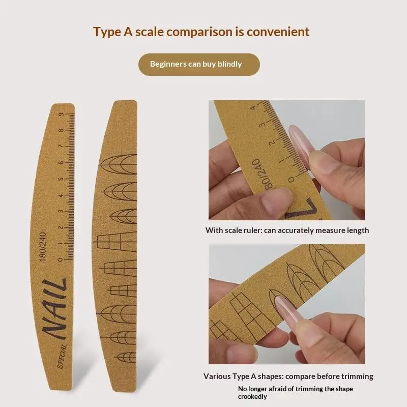 5종 네일 파일 세트, 눈금 표시가 있는 양면 80-240 그릿 네일 파일, 그라인딩..
