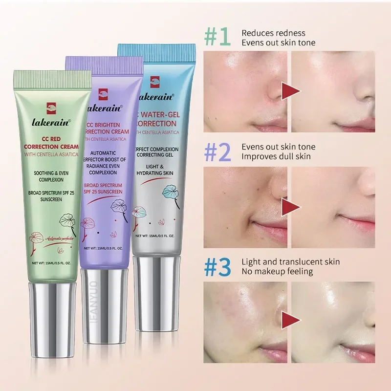 5Colors Moisturizing Correcting CC Cream Waterproof Anti-sweat Makeup Before Concealer Lasting Brighten Skin Tone Women Makeup 2
