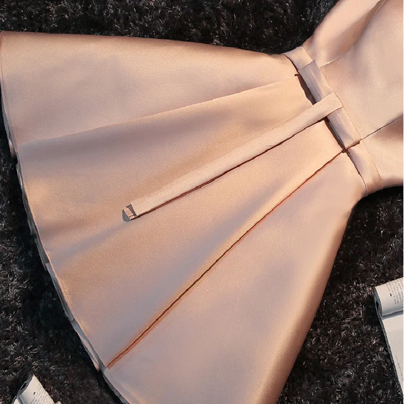 Off Shoulder Prom Dresses Short Pink Bridesmaid Dresses Satin Simple Elegant Lace Up Party Graduation Gowns Sweet Cocktail Dress