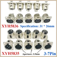 2ชิ้นXLRหญิงชายแจ็ค3/4/5/6/7ขาแผงเมาแจ็คเชื่อมต่อทองแดงติดต่อXLRโลหะซ็อกเก็ตเสียงไมโครโฟนเชื่อมต่อ 1